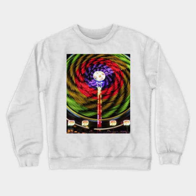 Colorful Abstract lights on a fair ride at night in Kansas. Crewneck Sweatshirt by ROBERTDBROZEK